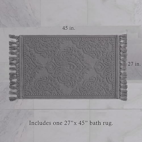 Miniatura 3 de Jean Pierre Ricardo - Tapete de baño con flecos, tejido con flecos, 100% algodón, decoración de baño de primera calidad, mide 27 x 52 pulgadas,