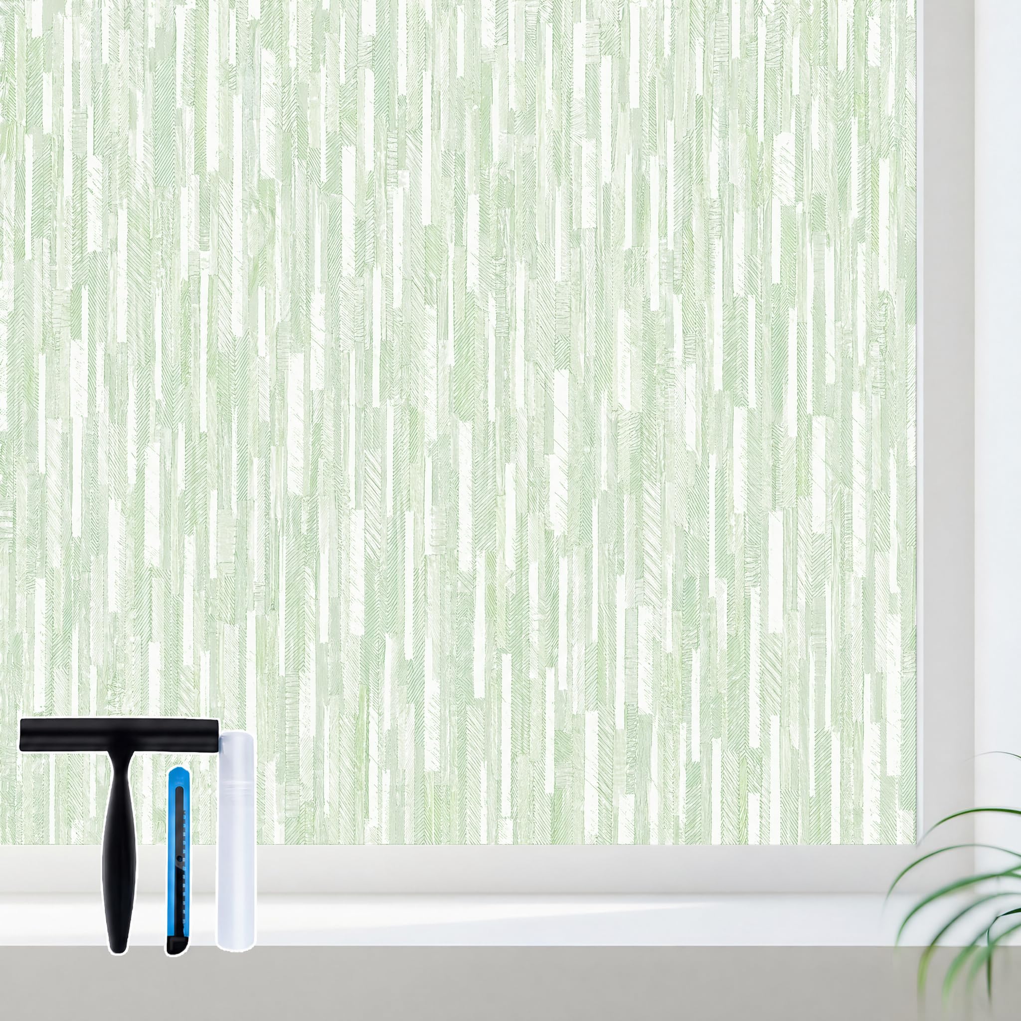 Volcanics Window Privacy Film with Installation Tools, Frosted Glass Window Film, Removable Window Clings for Home Office, Static Cling Opaque Stickers, UV Blocking 17.5 x 78.7 Inches