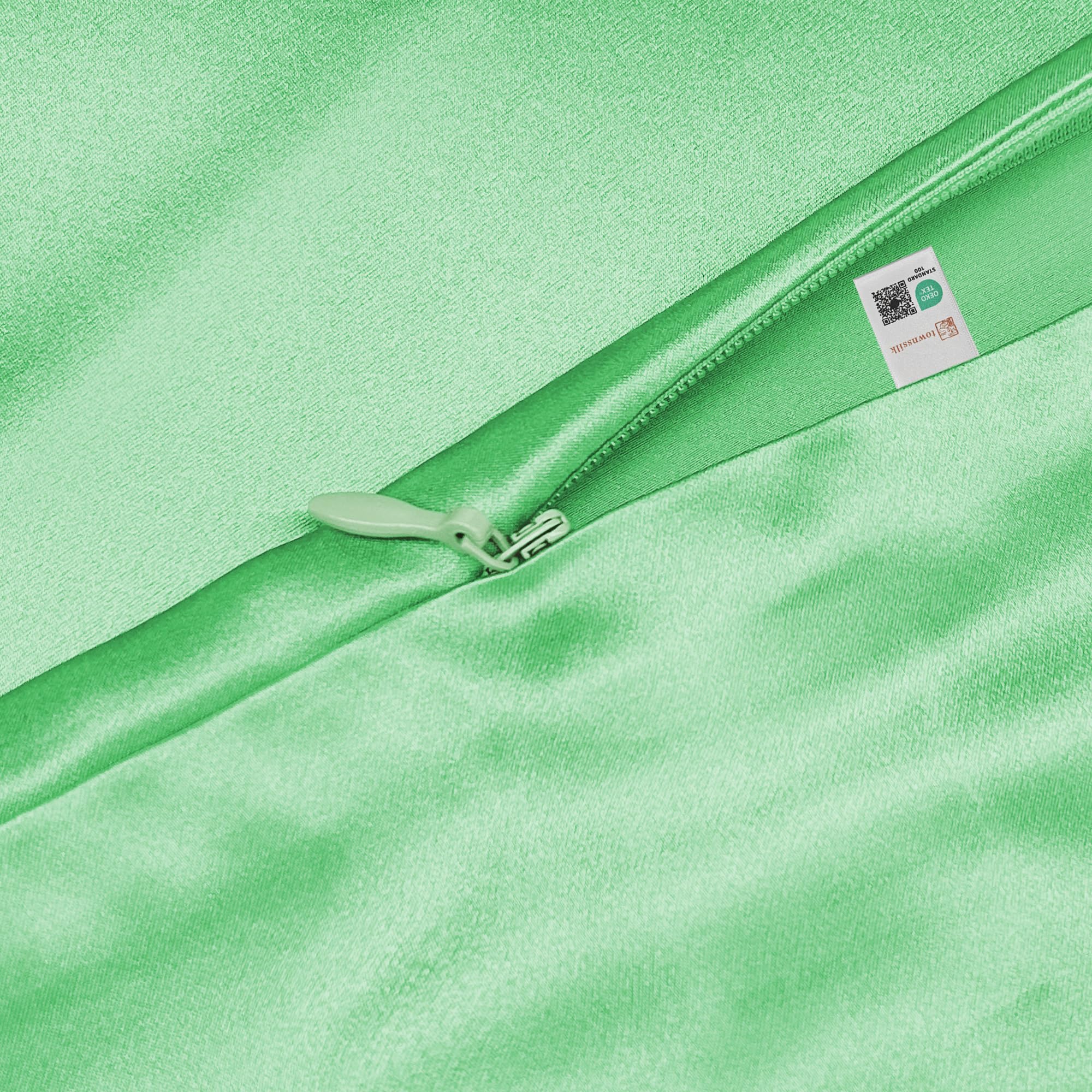 townssilk Federa di seta,100% naturale seta di gelso 19momme,doppia faccia,benefica per capelli e pelle,federa seta cuscino,ipoallergenica,cerniera nascosta,600 fili,1 pz,40x60cm,Verde