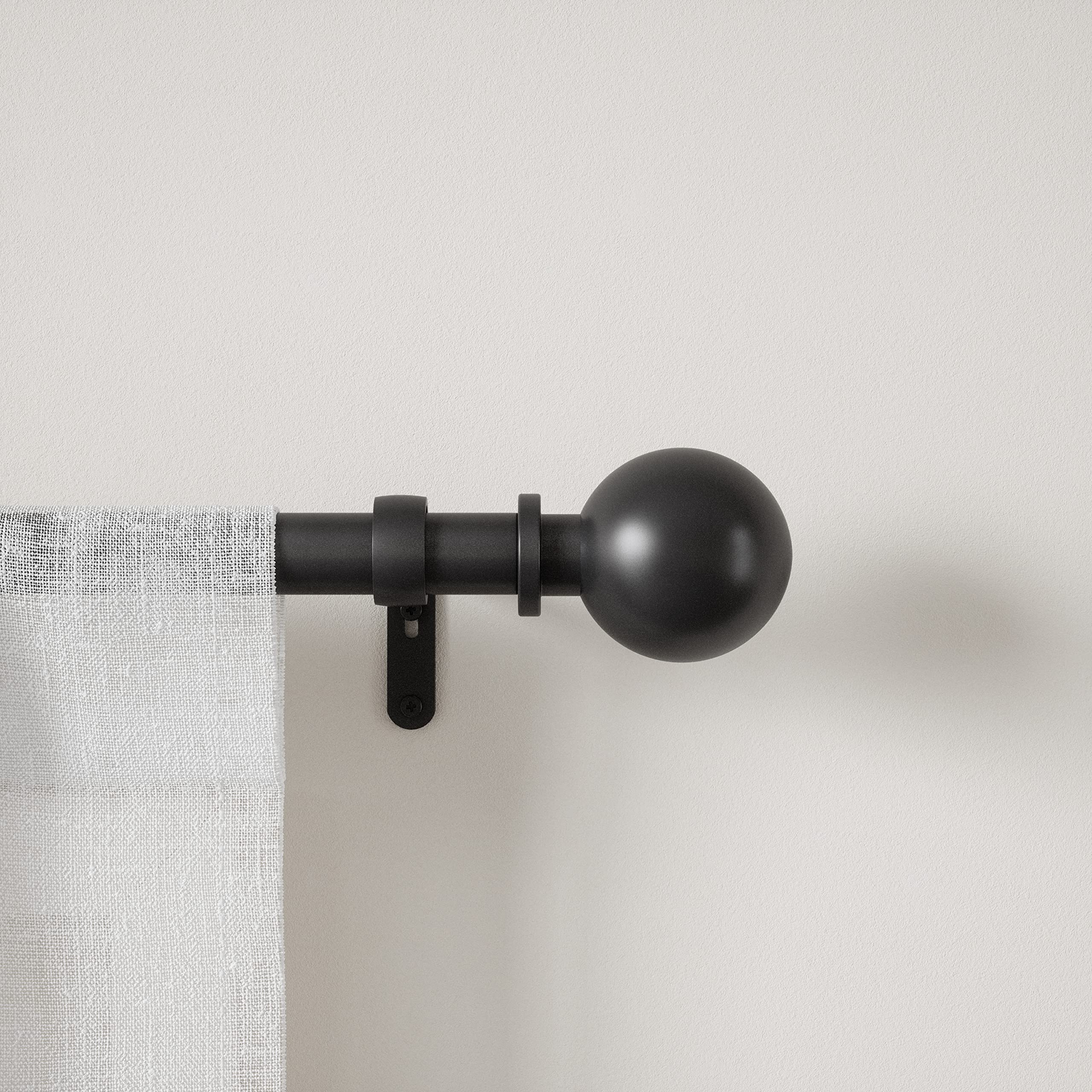 Umbra Bolas Tringle À Rideaux Réglable 25 mm de Diamètre, 92-184 cm, Noir Mat