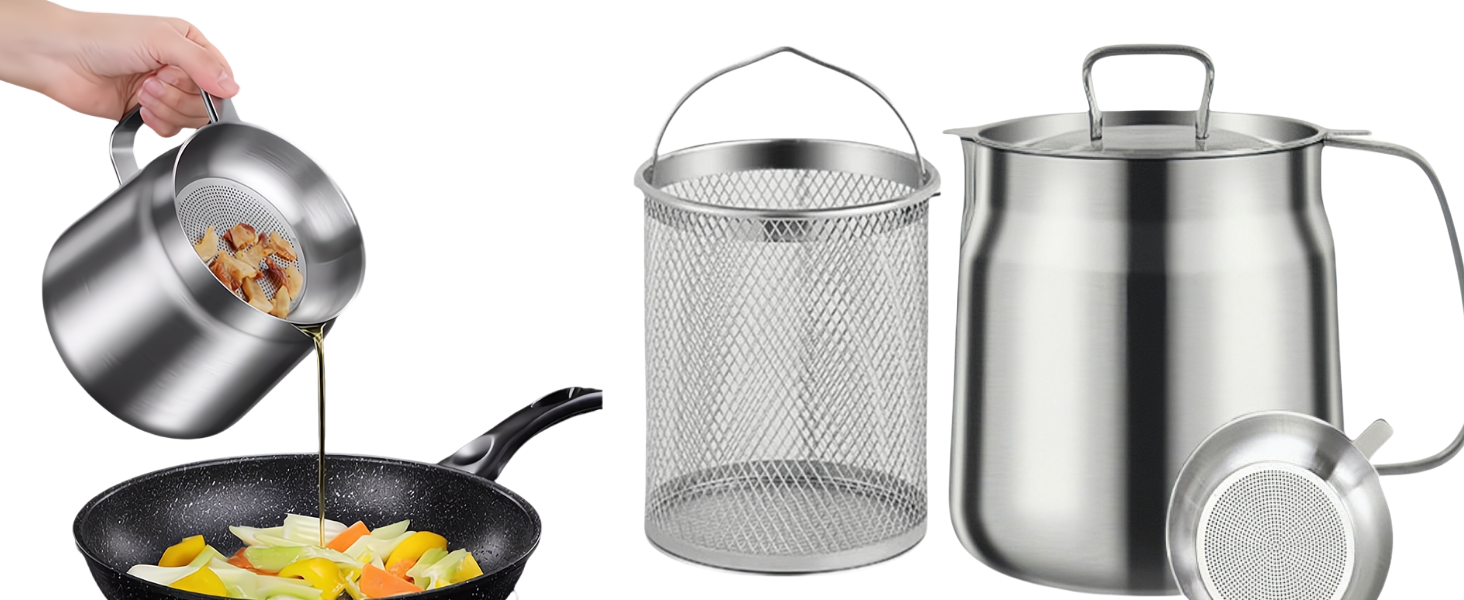 Edelstahl-Öltopf 2 Liter Mit Sieb – Vielseitig Für Frittieren, Kochen & Filtern | Aus 304er Edelstahl