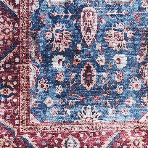 Miniatura 6 de Nourison Brilliance - Alfombra lavable a máquina, tradicional vintage azulladrillo de 2 x 6 pies, fácil de limpiar, no se desprende, para