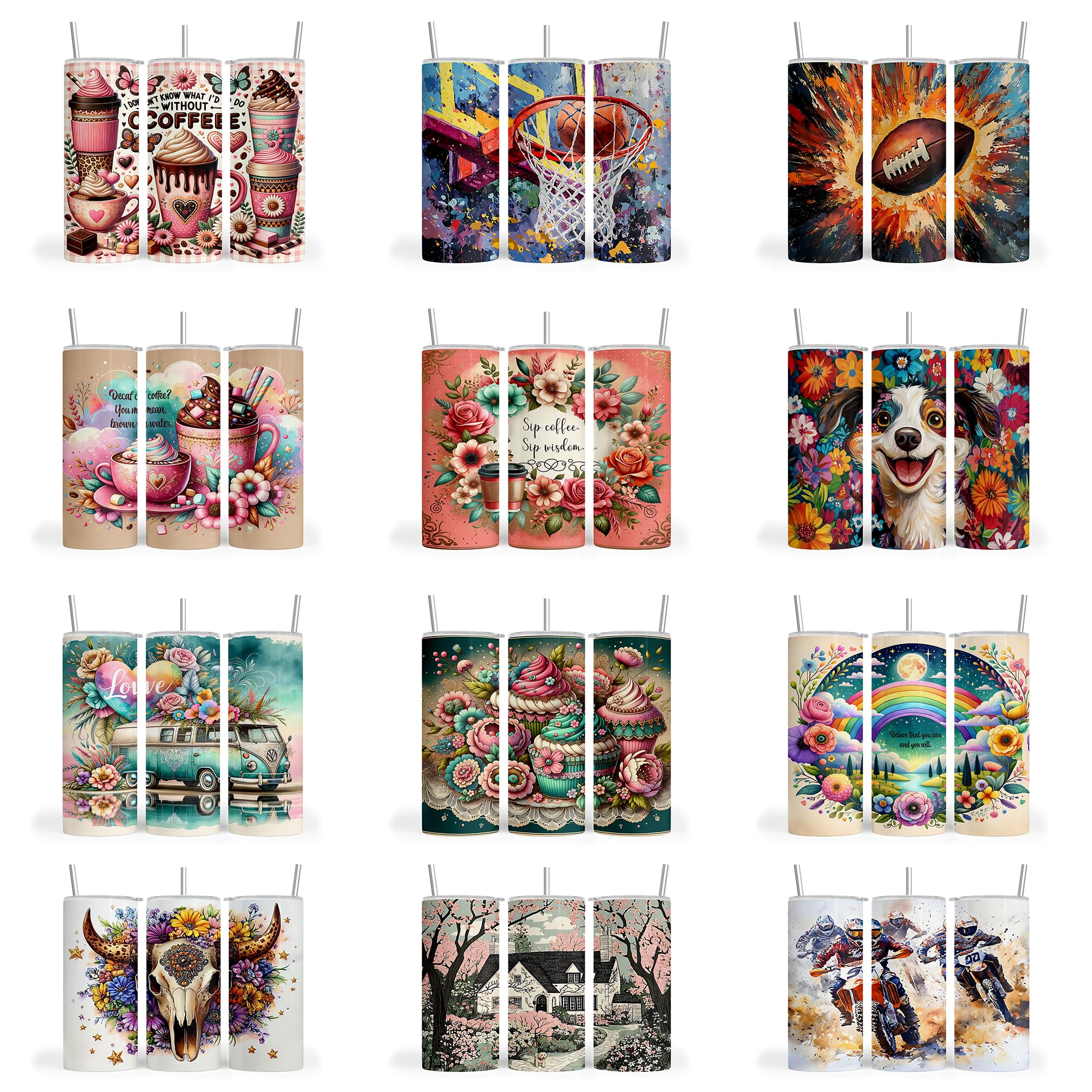 50 Pc. Ready-to-Press Sublimation for Tumblers - 20 oz Transfer Sheets Paper - 50 Sheet Variety Pack, Various, rtp306