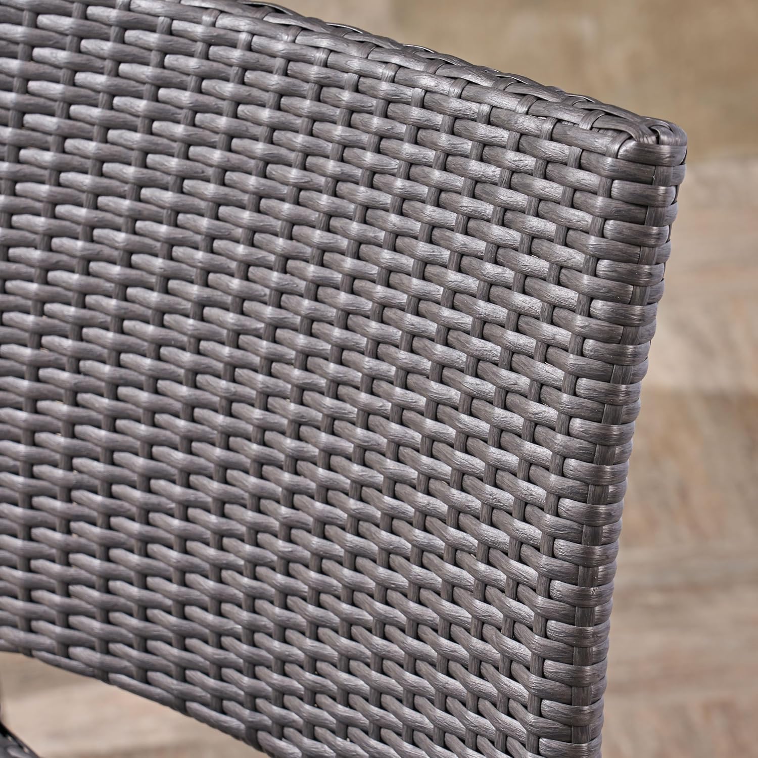 Outdoor Armless Barstools Chair Set of 2,Outdoor All Weather Rattan Wicker Metal Frame, 29.5"Bar-Height Chairs with Backrest and Footrest for Patio Backyard Poolside Balcony (Grey)