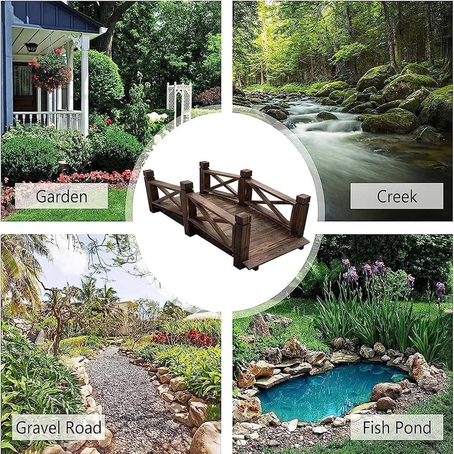 Amazon.co.jp: ガーデンブリッジ 屋外用ガーデンブリッジ 木製橋