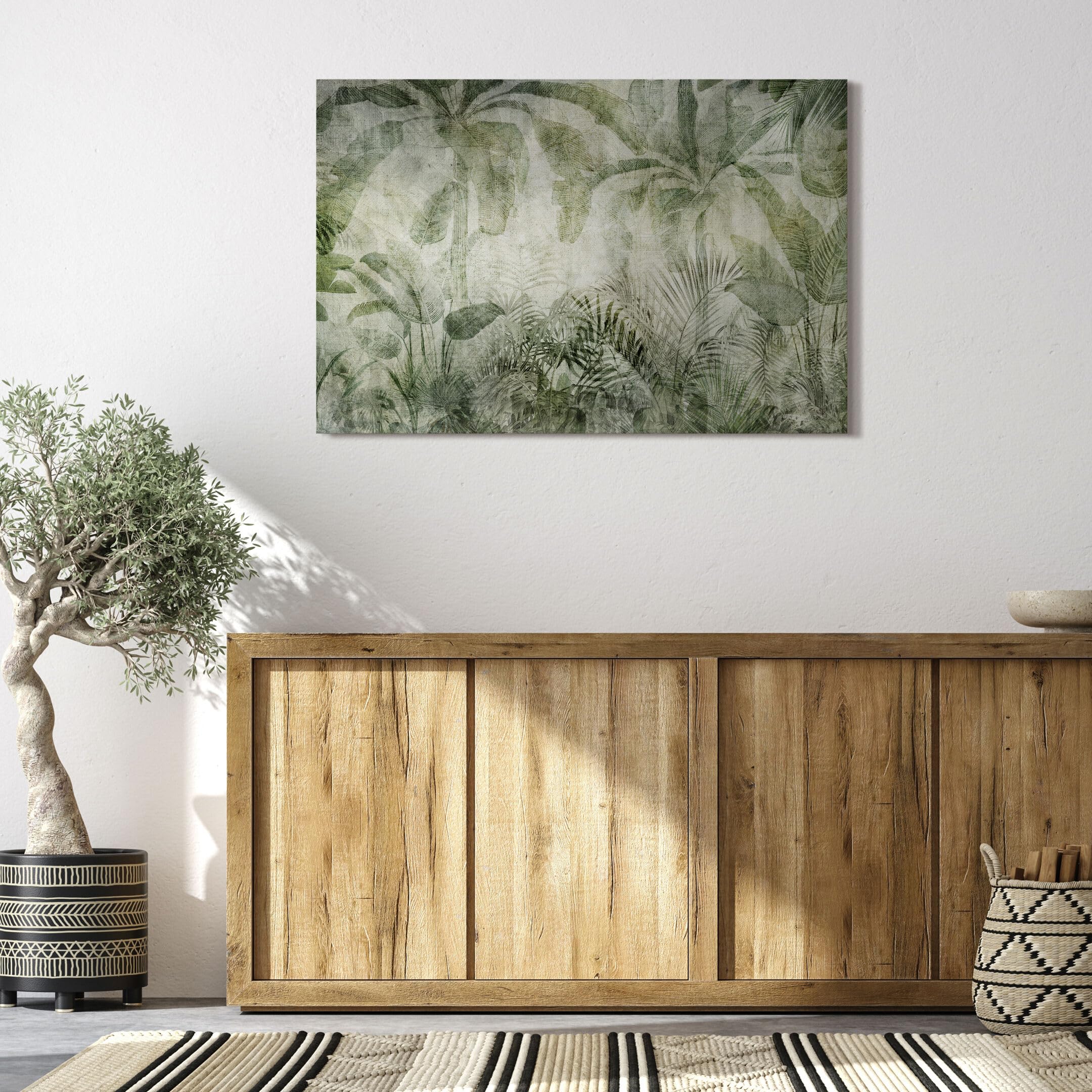 LUMASOUL Wandbilder Wohnzimmer Leinwandbild Dschungel 120x80 cm | 1-teiliges Bild für Schlafzimmer, Flur, Büro und Küche, modernes Foto-Motiv