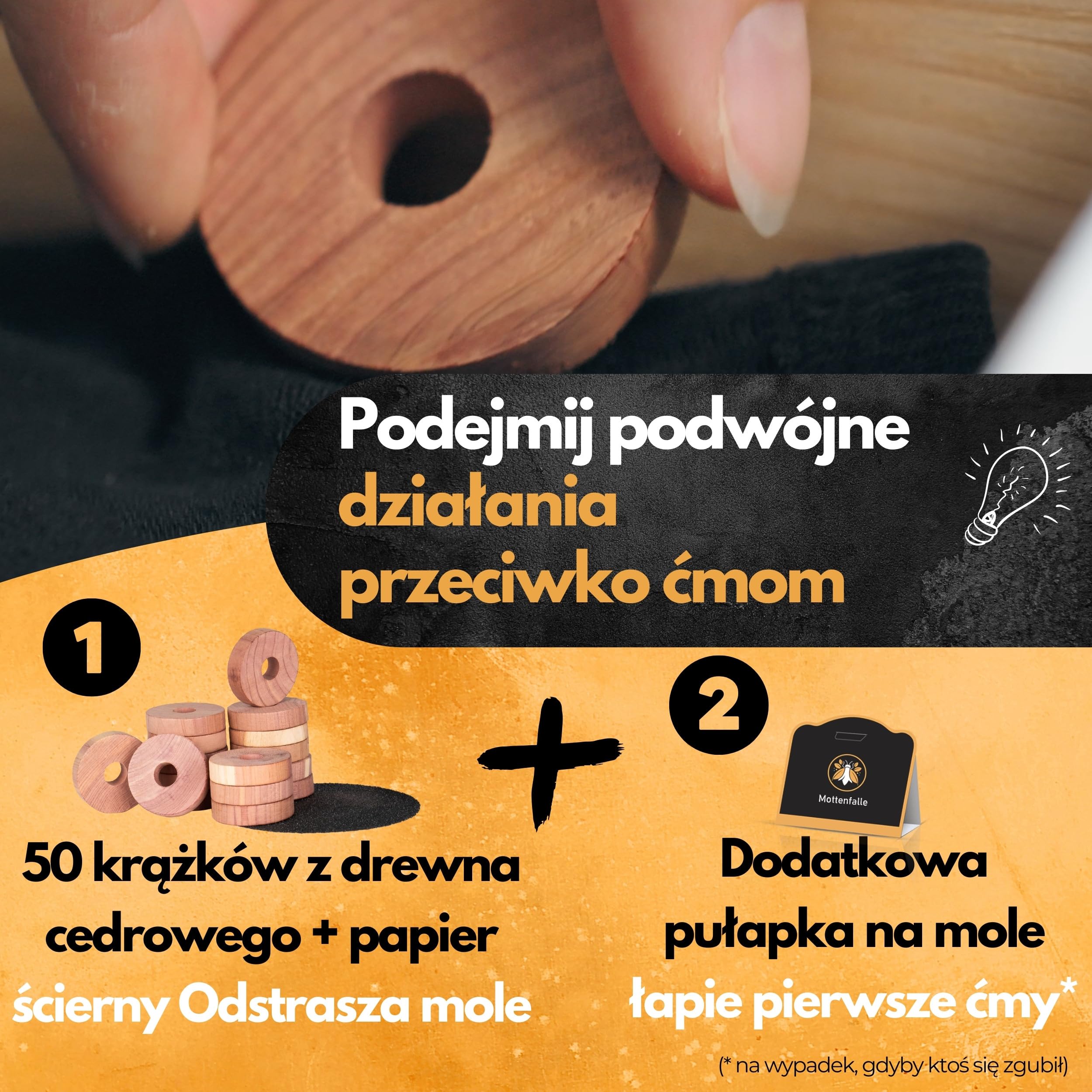 Panteer PEST MASTER pierścienie z drewna cedrowego - 50 sztuk + 1 pułapka na mole ćmy odzieżowe - ochrona przed molami z drewna cedrowego do szafy - pułapka na mole odzieżowe - przeciw ćmom