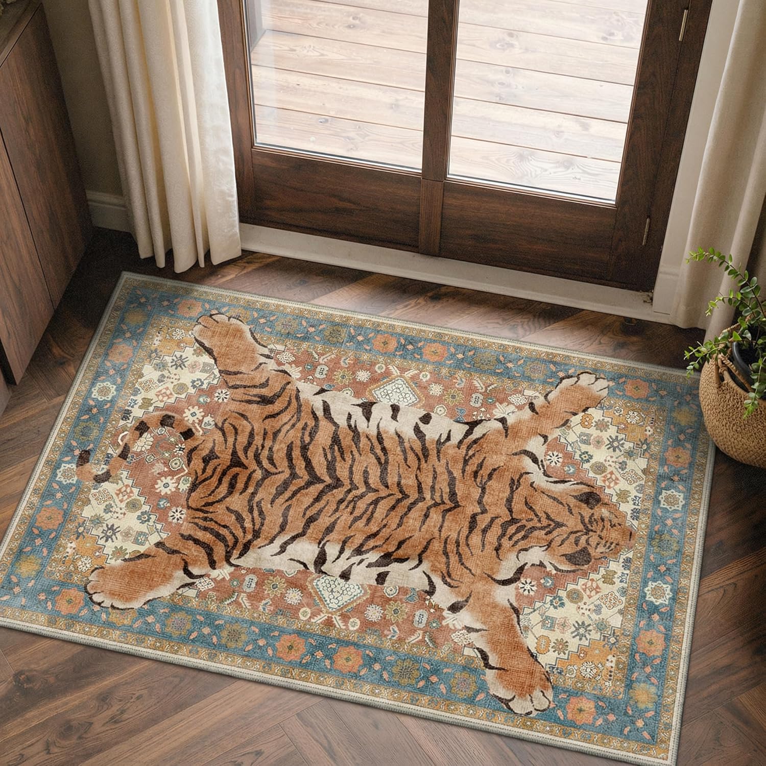 Bavni Leopard 2X5 Runner Rug for Hallways Machine Washable, Non Slip Low Pile Animal Jungle Runners for Kitchen, Modern Carpet for Entryway Hallway Bedroom Laundry Room, Ivy Green Cheetah