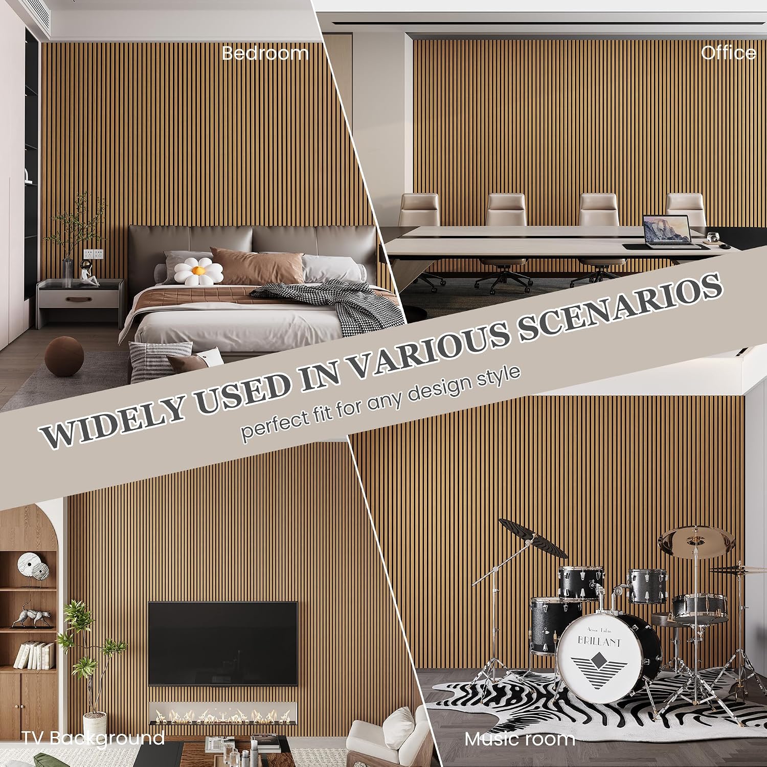 2 Pack 105.9" x 12.6" x 0.8" Acoustic Wall Panels Sound Absorbing, Wood Slat Wall Panels for Wall Decor, Soundproof Wood Wall Panels, Teak thumbnail