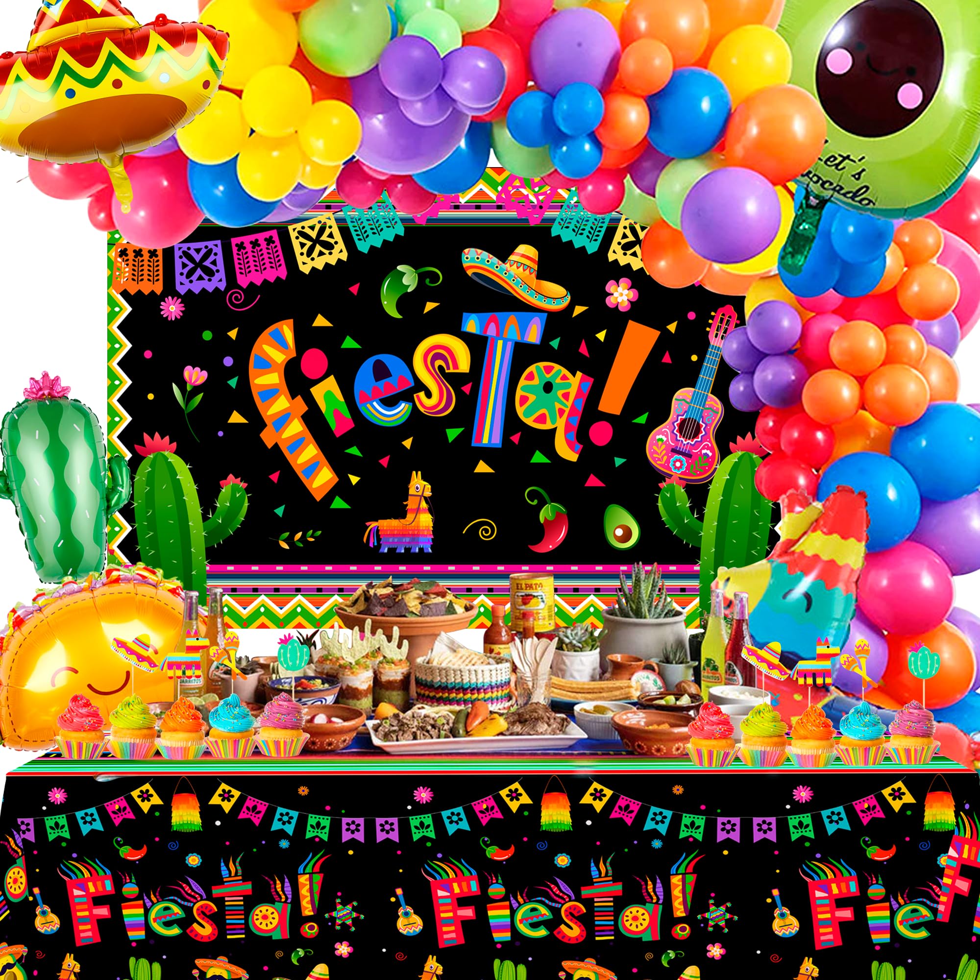 35pcs Mexican Fiesta Party Balloons Decorations Cactus Foil Balloons