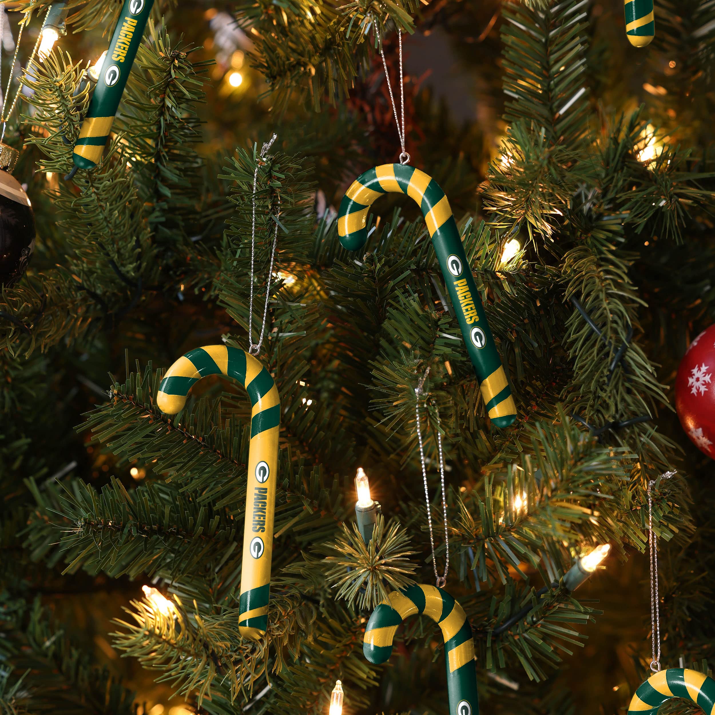 FOCO Green Bay Packers NFL Zuckerstangen-Ornament-Set, 12 Stück