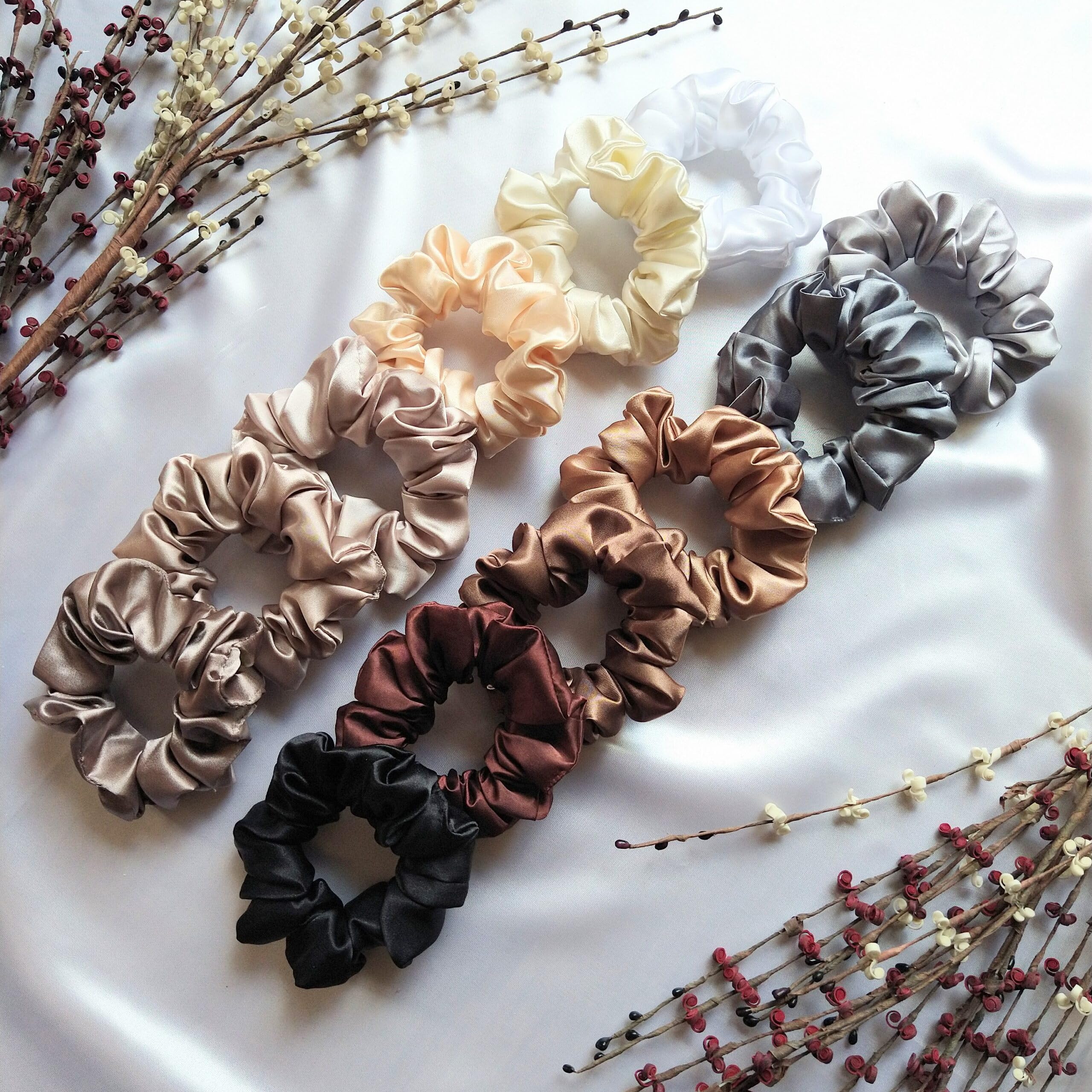 Classic Satin Silk Scrunchies for Women & Girls – Set of 6 Soft Hair Scrunchies for Less Hair Fall | Elastic Hairbands & Rubber Bands for Ponytail, Bun & Daily Styling | Multicolor Gift Set-image-36