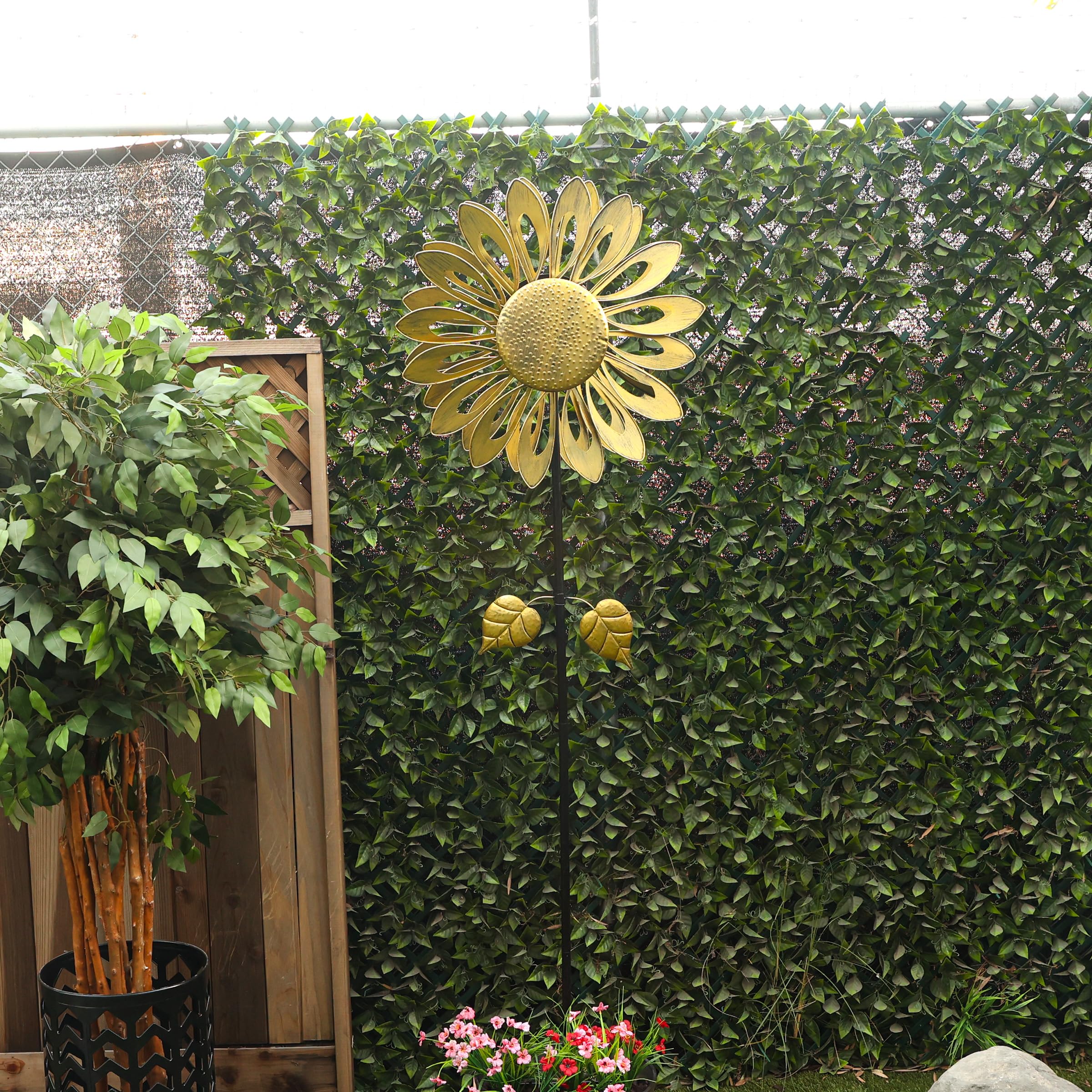 Alpine Corporation SLL2660YL Yellow Sunflower Wind Spinner Kinetic Stake