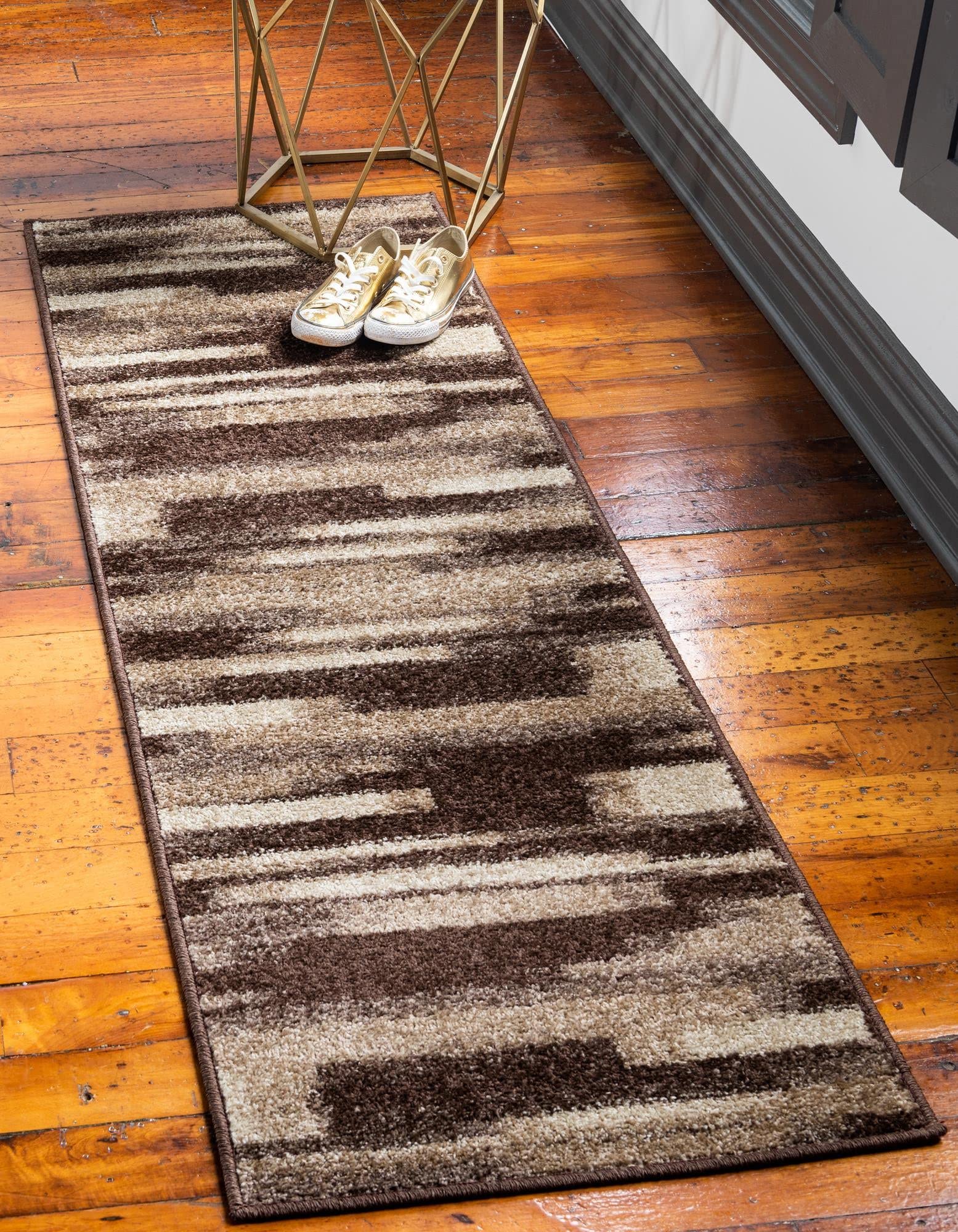 Rugs.com Equinox Collection Rug – 2' x 6' Runner Brown Low Rug Perfect for Hallways, Entryways