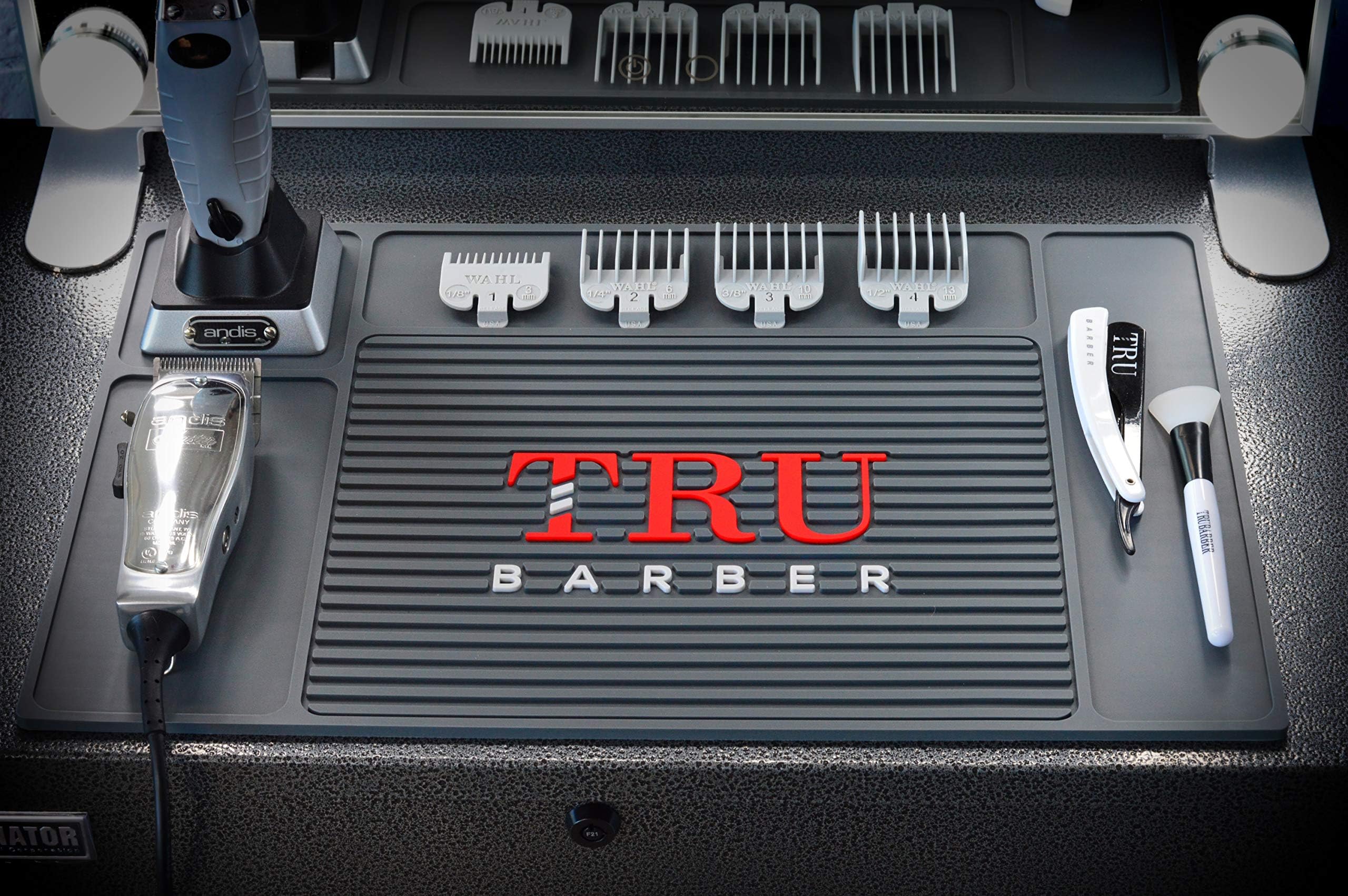 TRU BARBER Organizer-Matte, 45,7 x 33 cm, flexible PVC-Stationsmatte, rutschfest, 45,7 x 33 cm
