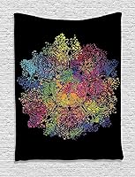 Vista 27 de Ambesonne Tapiz de naturaleza, silueta de oso salvaje en el bosque de la selva en la noche oscura, ilustración para colgar en la pared para Verde