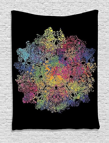 Miniatura 27 de Ambesonne Tapiz de naturaleza, silueta de oso salvaje en el bosque de la selva en la noche oscura, ilustración para colgar en la pared para Verde