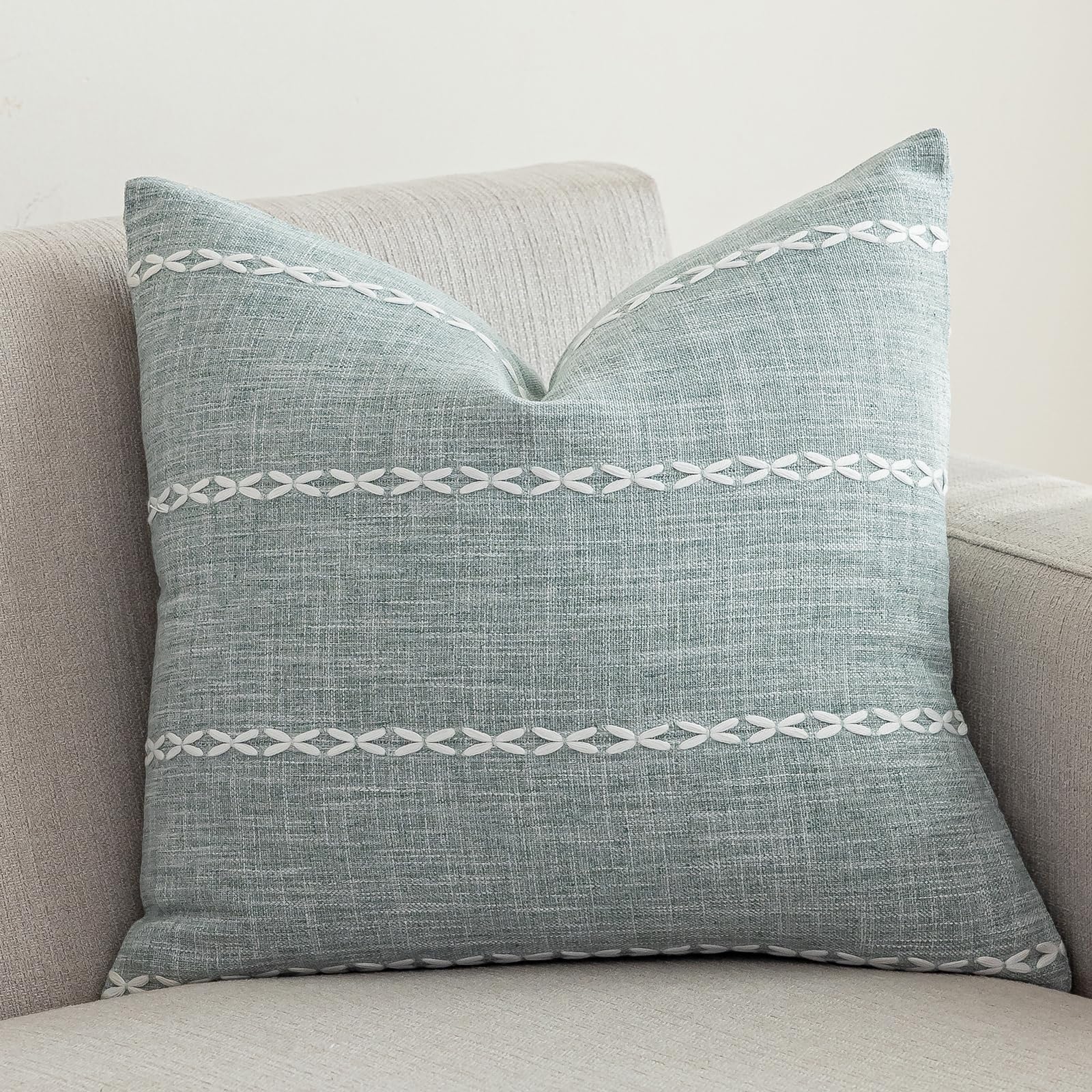 Coussin rayé rustique en coton lin vctops : confort durable 45cm