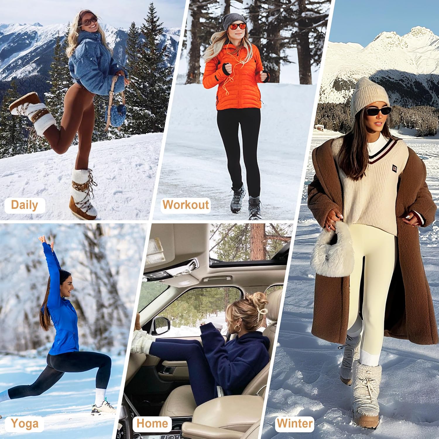 Hi Clasmix Fleece Lined Leggings Women - Seamless Thermal Winter High Waisted Tummy Control Thick Warm Yoga Pants - Image 6