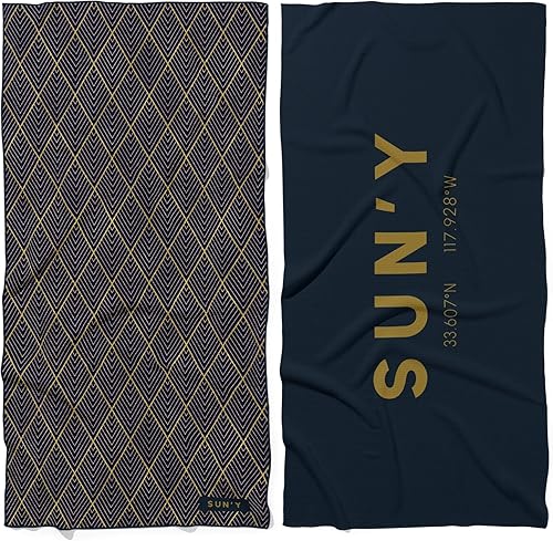 Miniatura 8 de SUN'Y Toalla de playa de microfibra con gofres, sin arena, de secado rápido, ultra absorbente, ligera y compacta, toalla de viaje con bolsa de