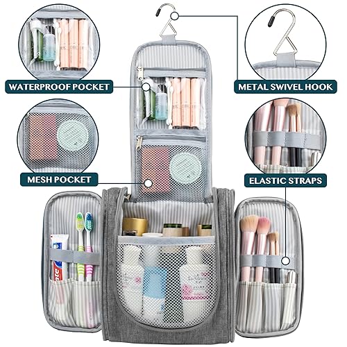 Miniatura 2 de PAVILIA - Neceser colgante de viaje para mujer y hombre  Kit organizador de artículos de tocador para maquillaje y cosméticos  Kit de higiene para