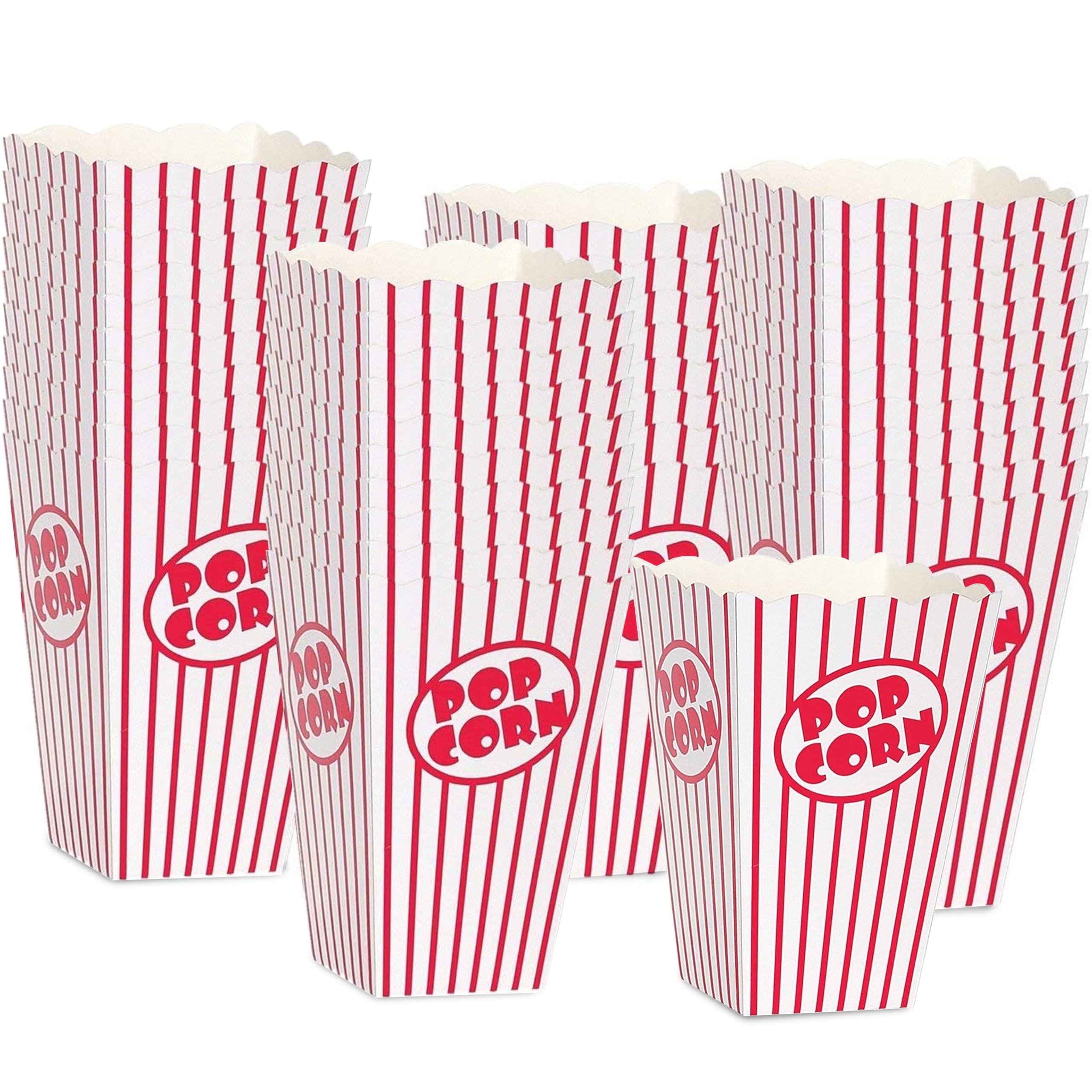 Kedudes Movie Night Popcorn Boxes for Party (40 pack) - Paper Popcorn Buckets - Red and White Popcorn Bags for Popcorn Machine, Movie Theater Decor Popcorn Container, Carnival & Movie Night Supplies
