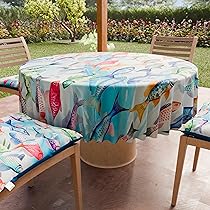 PETTI Artigiani Italiani – Tovaglia Antimacchia Rotonda Microfibra (Diametro Ø 180 cm), Copritavolo Cucina Per Tavola Tonda, Disegno Fishes, 100% Made in Italy