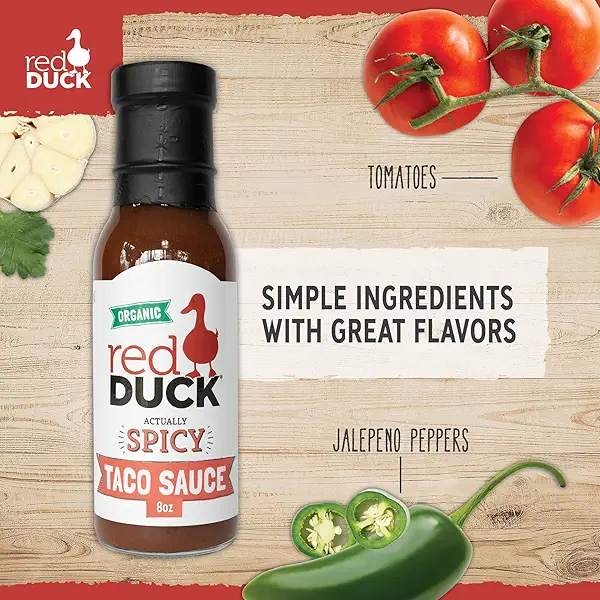 Red Duck Actually Spicy Organic Taco Sauce - Gluten-Free, Vegan, 8 ounces 2