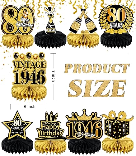 Miniatura 2 de 9 piezas de decoración de cumpleaños número 80 para hombres y mujeres, centros de mesa de 80 cumpleaños de 80 años, decoración de fiesta