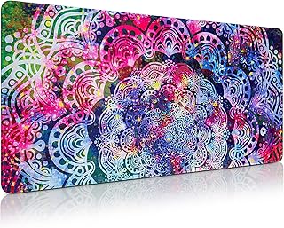 Acezeek Table mat,Multifunctional Large Mouse Pad,35.4X15.7in Extended Mouse Pad,Table Protective Cover with Anti Slip Base,Waterproof and Durable for Gaming,Offices, Homes (Purple Mandala)