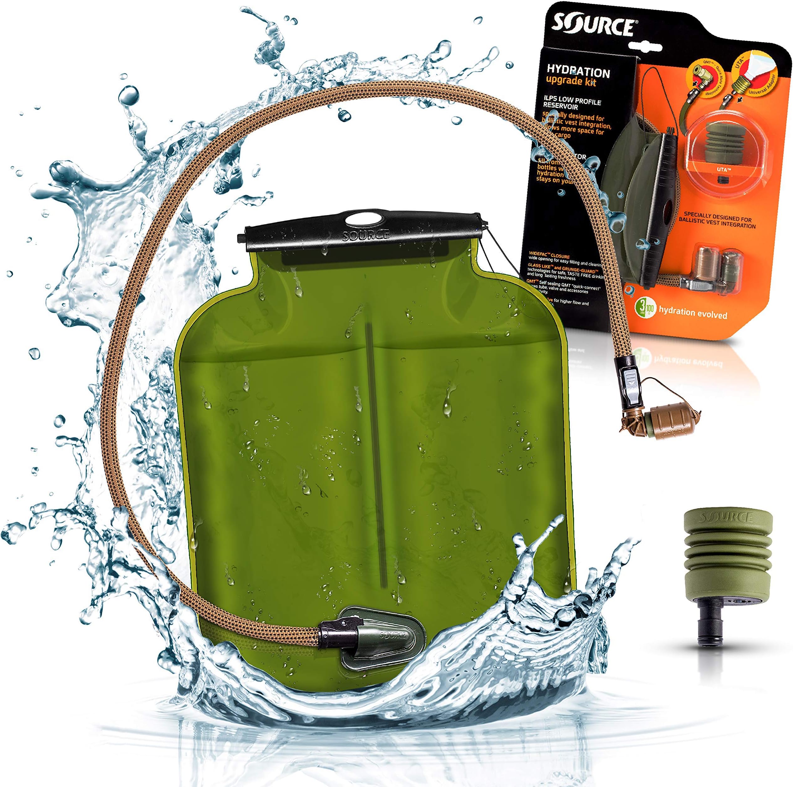 Source Tactical ILPS 3L Low Profile Hydration System Upgrade Kit w/ Universal Tube Adaptor, Coyote