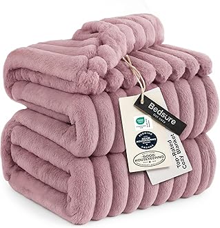 Bedsure GentleSoft Pink Fleece Blanket for Couch - Cozy Soft Blankets for Women, Cute Small Throws for Girls, 108x90 Inches