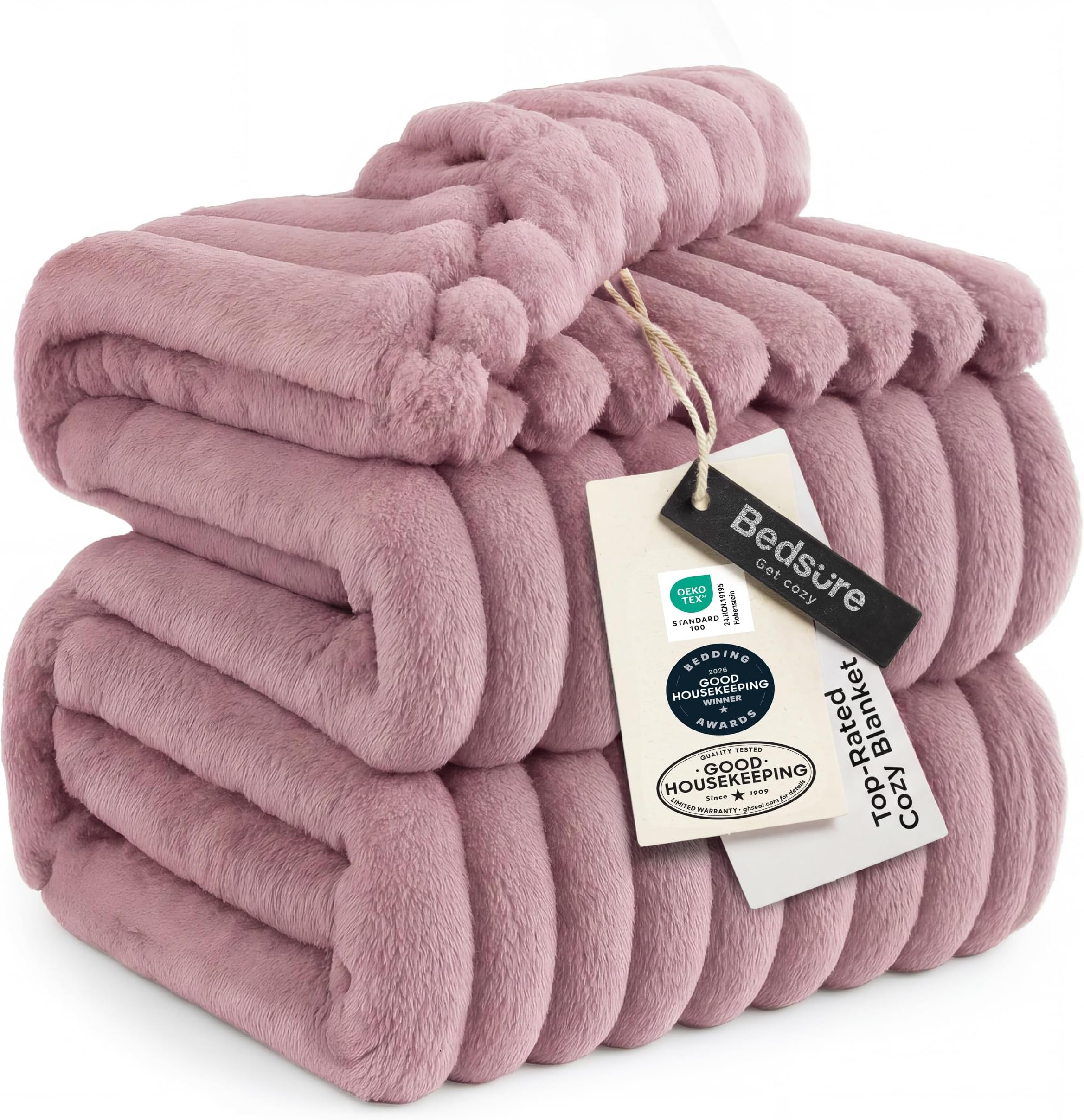 Bedsure GentleSoft Pink Fleece Blanket for Couch - Cozy Soft Blankets for Women, Cute Small Throws for Girls, 108x90 Inches