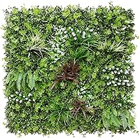 Vista 15 de E&K Panel de valla de plantas artificiales de 20 x 20 pulgadas, hojas sintéticas, césped, panel de privacidad para interiores y exteriores