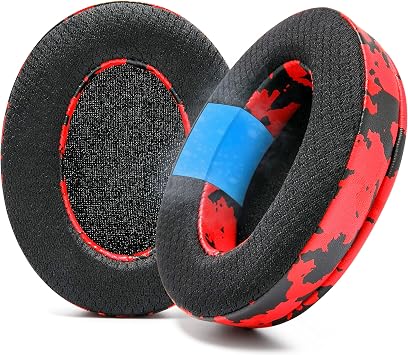 Wicked Cushions WC Freeze - Hybrid Fabric Cooling Gel Replacement Earpads for Arctis Nova Pro, Nova 7, 5, 4, 3, 1 - Red Camo