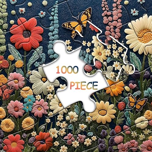 Miniatura 8 de Rompecabezas de flores silvestres para adultos de 1000 piezas, diseño de flores, plantas, mariposas, arte temático, jardín de primavera,