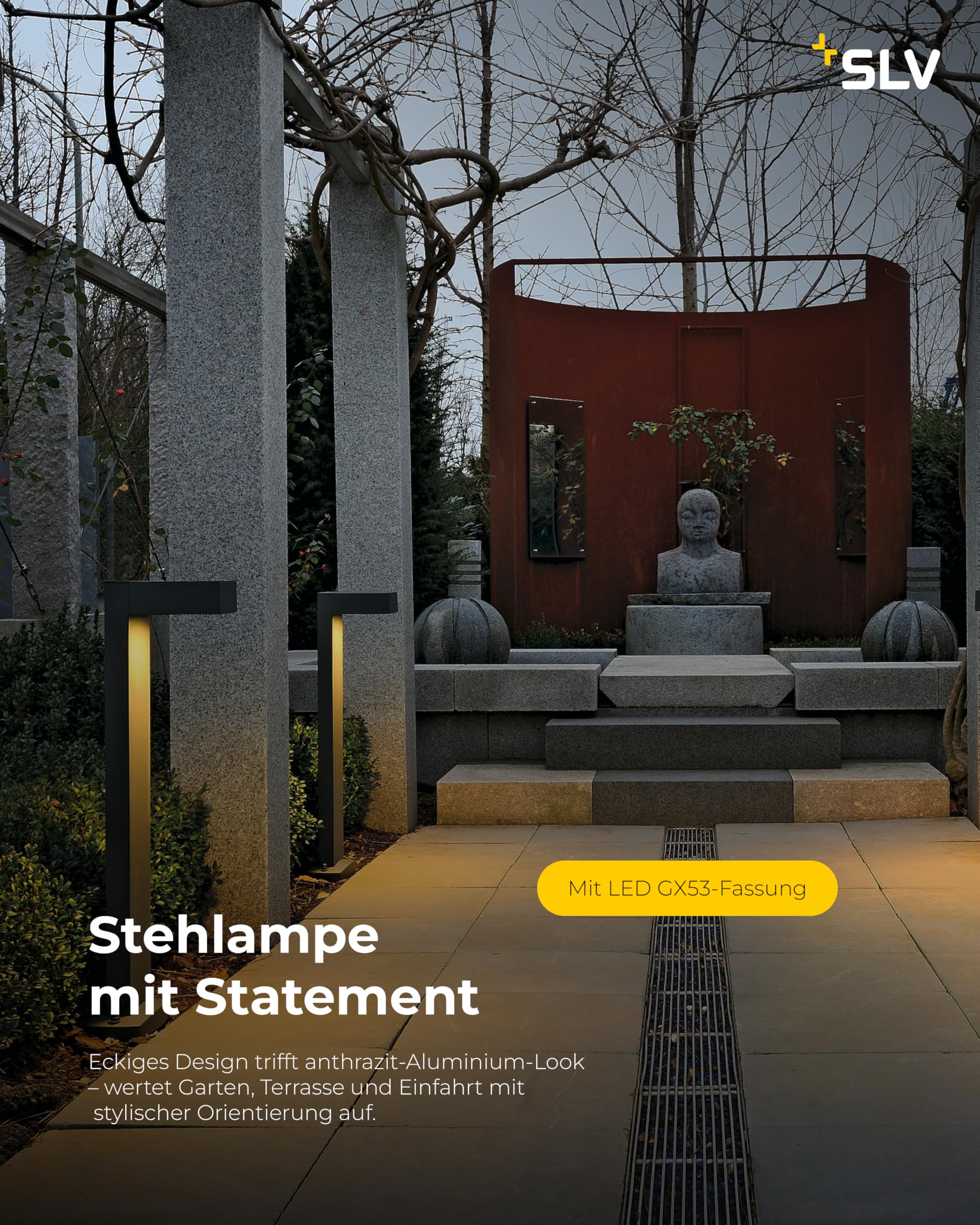 SLV QUADRASYL SL 75 Stehleuchte – eckige Design-Standleuchte | GX53, 11 W | Anthrazit