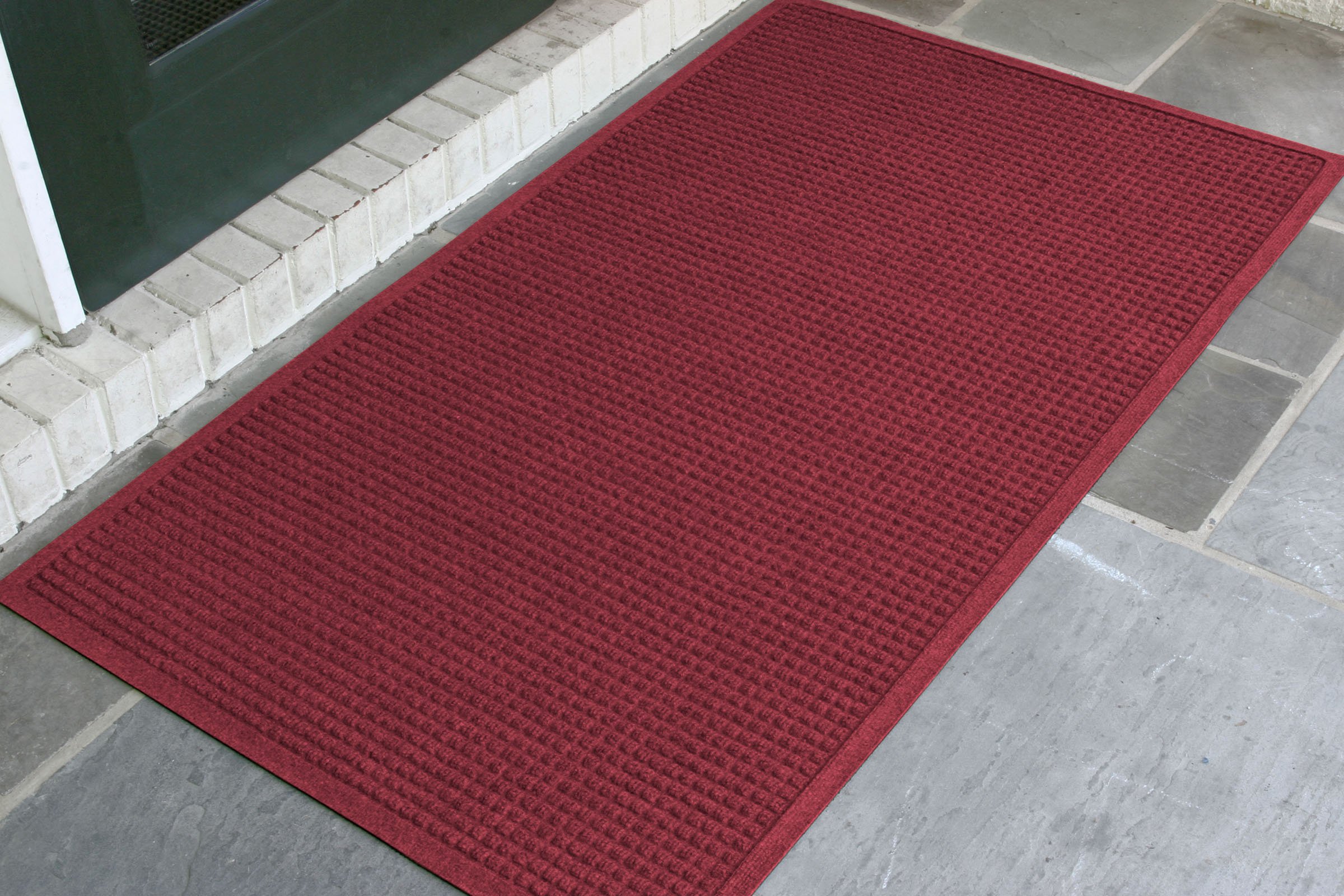 WaterHog Fashion Mat | Commercial-Grade Entrance Mat with Fabric Border – Indoor/Outdoor, Quick Drying, Stain Resistant Door Mat (Red/Black, 3' x 5')