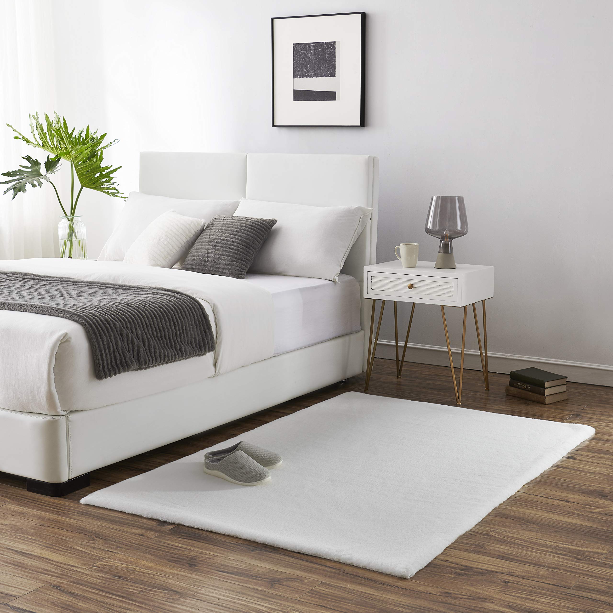 Teppich Wölkchen Alfombra de imitación de Piel - Sala de Estar, decoración de la Sala de Dormir - Alfombra de Piel Lavable como Alfombra de Cama, cojín de Silla - Blanco, 120 x 170 cm