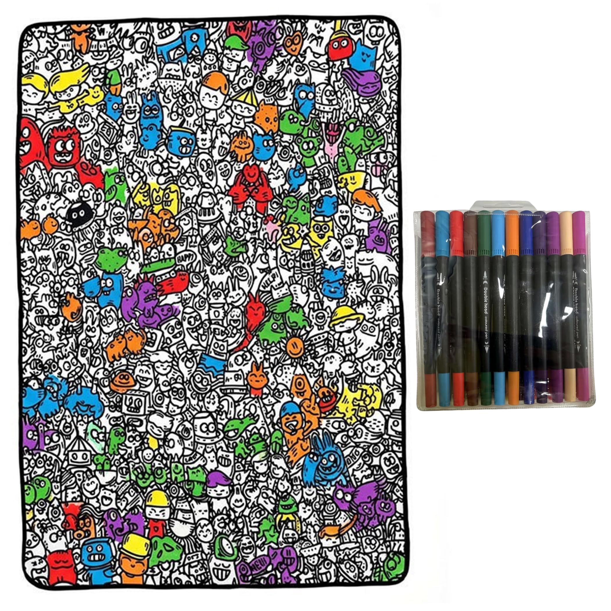 Syutokul DIY Coloring Blanket with Markers Coloring Blanket with Markers Color with for Adults 39x55inch Fun Cozy 24 Washable