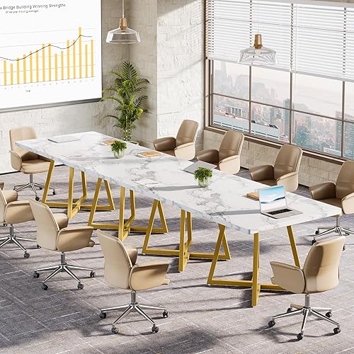 Miniatura 19 de Tribesigns Mesa de conferencia cuadrada de 31.5 pulgadas, mesa de reuniones de oficina industrial para 4 personas, muebles de podcast de negocios