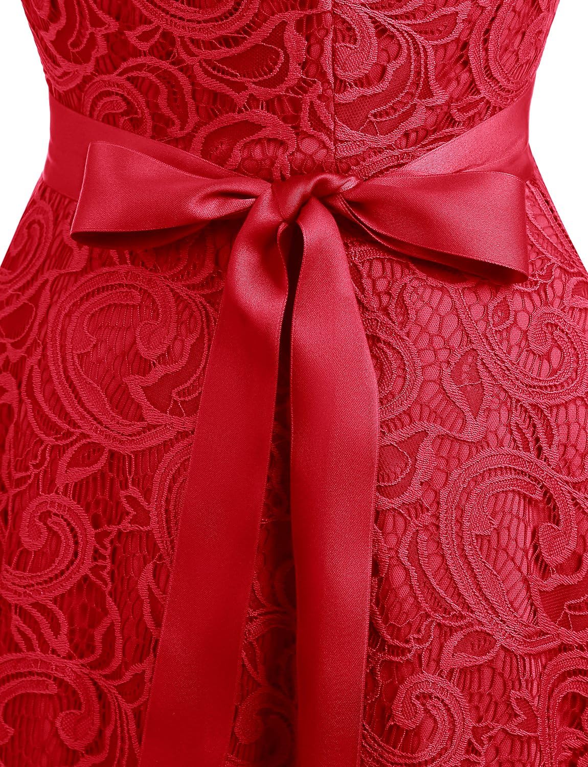 Dressystar Women Floral Lace Bridesmaid Party Dress Short Prom Dress V Neck