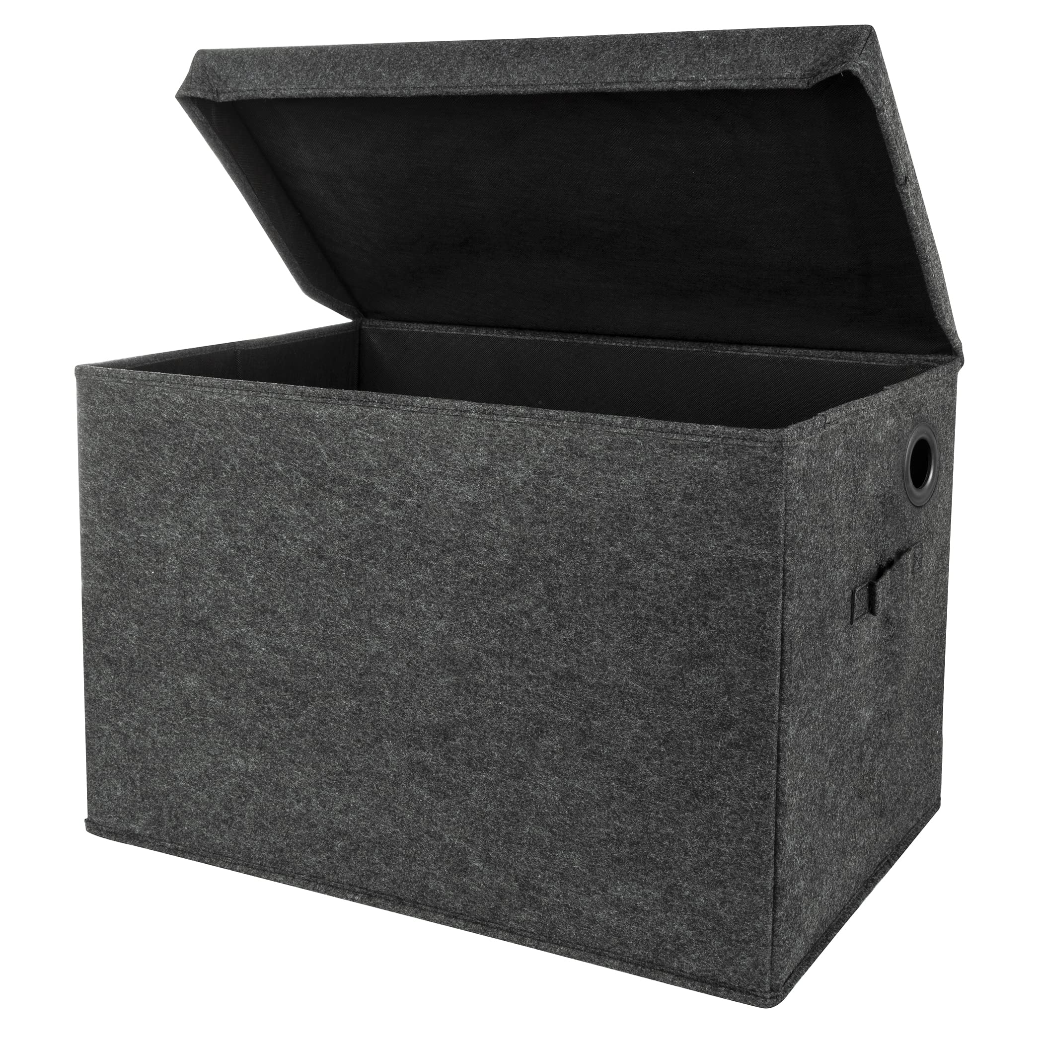 Sammy & Lou Collapsible Felt Soft Toy Box Toy Chest for Toddlers Toy Storage Organizer with Handles and Hinged Lid, 22 x 14.5 x 15 inches, Charcoal Gray