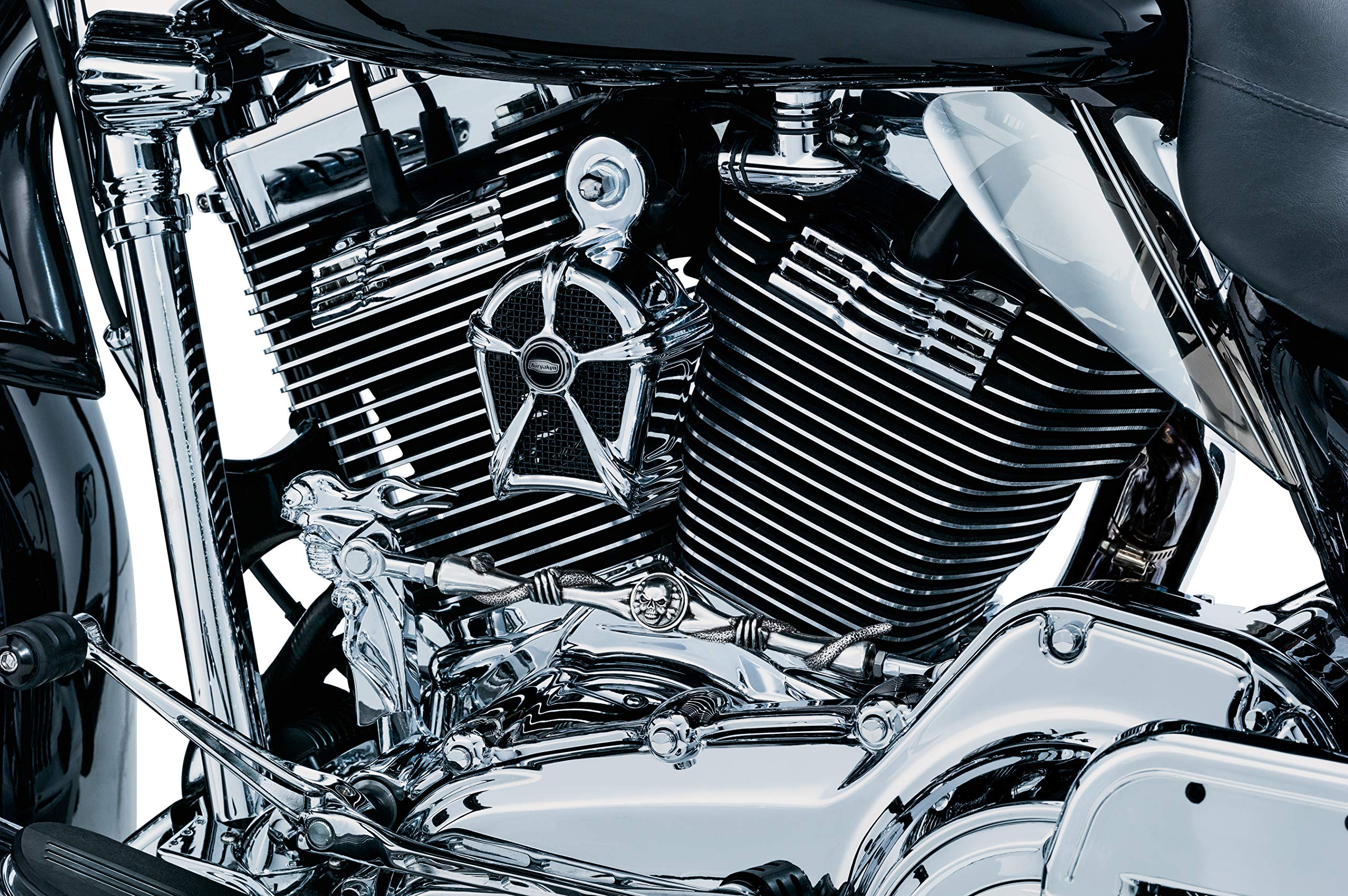 Kuryakyn 7296 Motorcycle Accessory: Mach 2 Horn Cover for 1995-2019 Harley-Davidson Motorcycles Chrome with Black Mesh product thumbnail 5