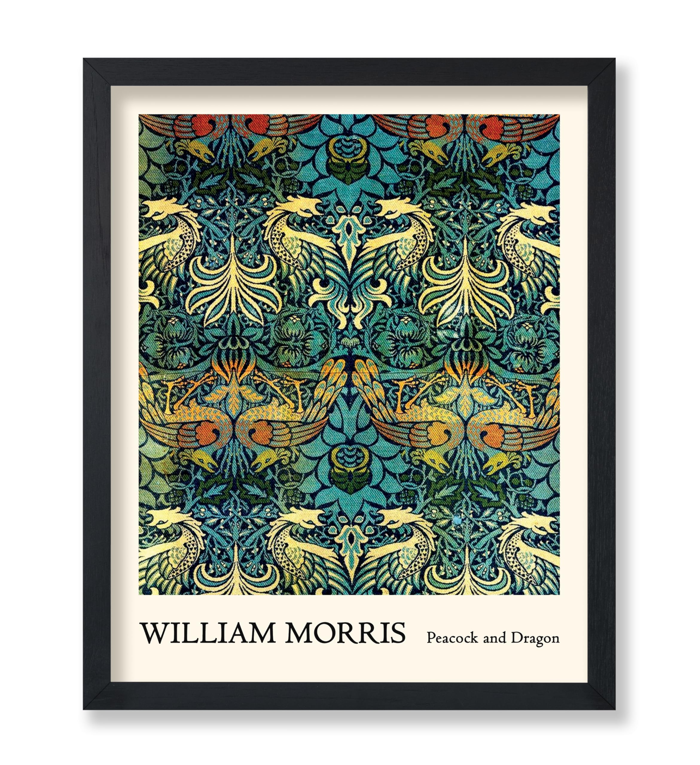 Monem Art Vintage William Morris Poster - Retro Peacock and Dragon Print - Textile Pattern Art - Floral Art - Abstract Art - Aesthetic Art - Great