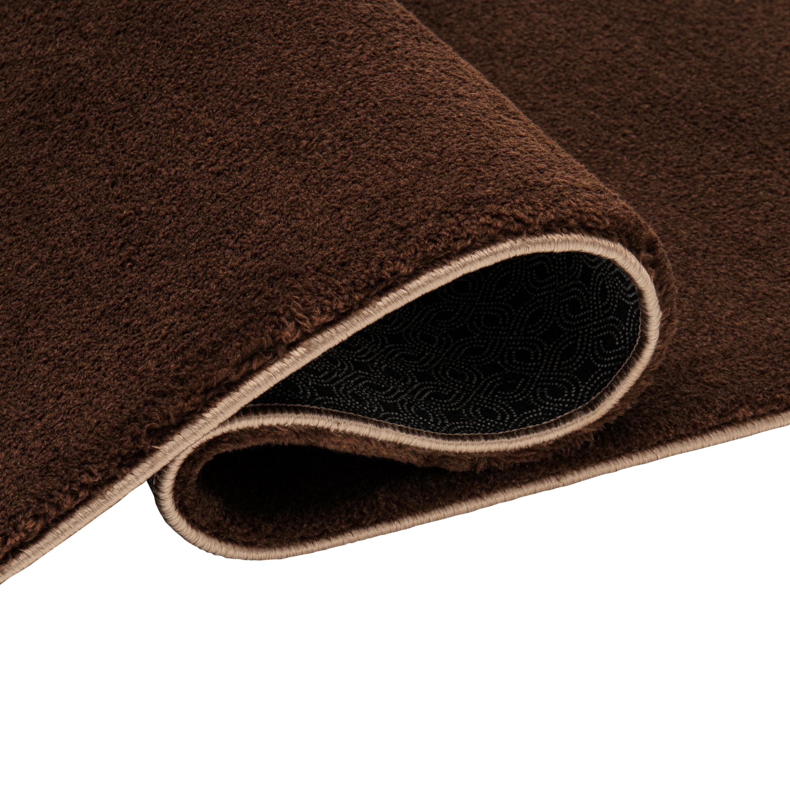 TAPISO Cuddle Teppich Hochflor Langflor Braun Dunkelbraun Shaggy Einfarbig rutschfest Waschbar Wohnzimmer Schlafzimmer Kinderzimmer ÖKOTEX 160 x 220 cm