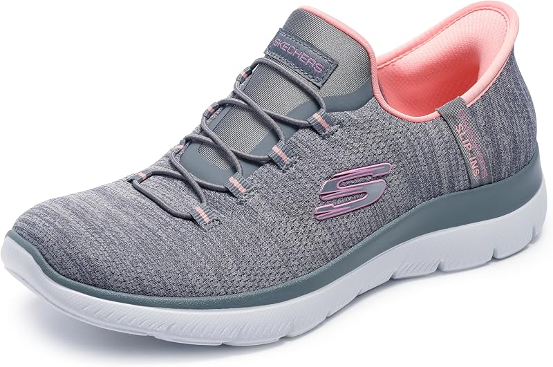 Zapatillas Skechers Summits Everyday Set para mujer | Sin cordones, la almohada para el talón mantiene el pie seguro, plantilla de espuma viscoelástica refrigerada por aire, lavable a máquina, suela de tracción flexible