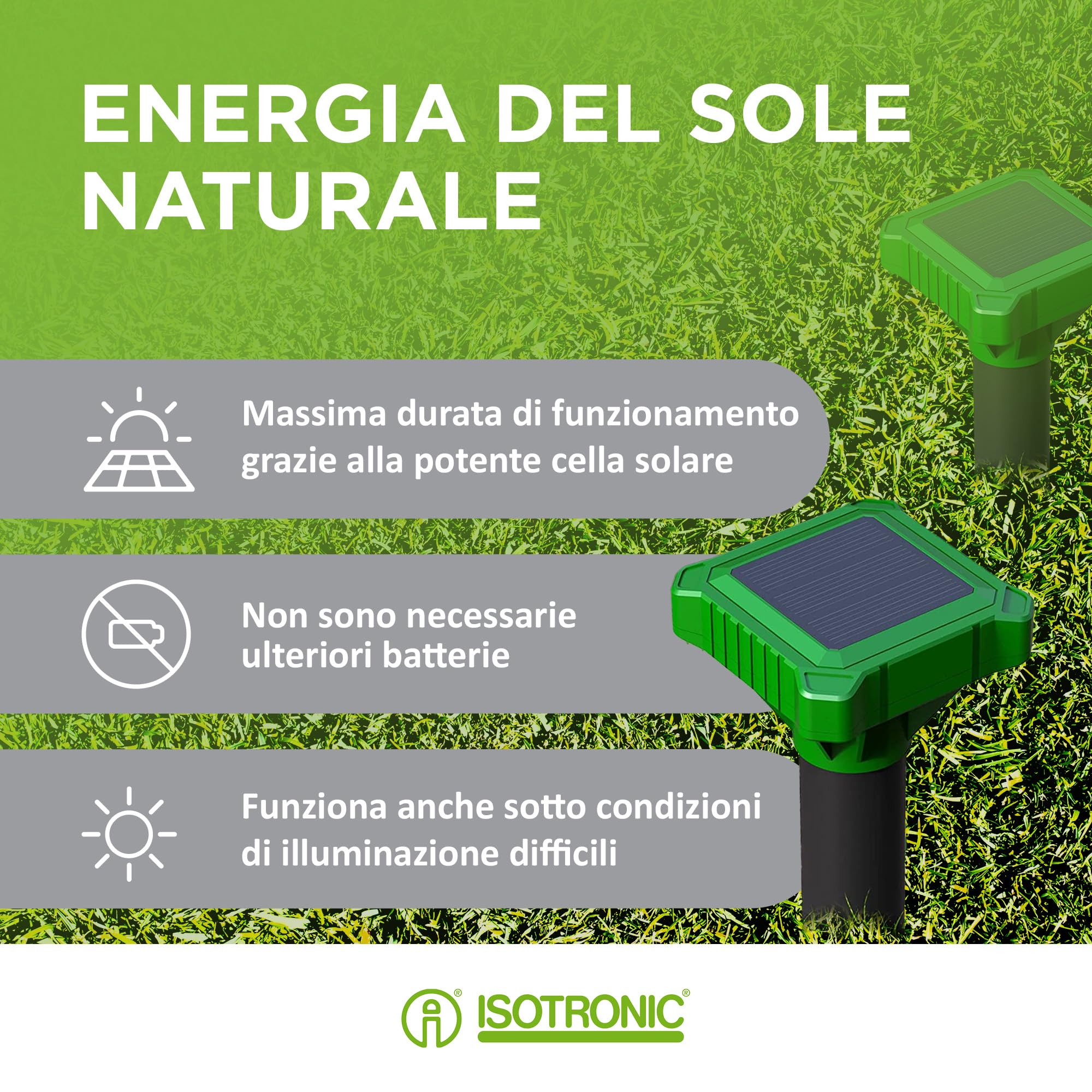 ISOTRONIC Repellente solare talpe arvicole serpenti picchetto 700 m² (4)