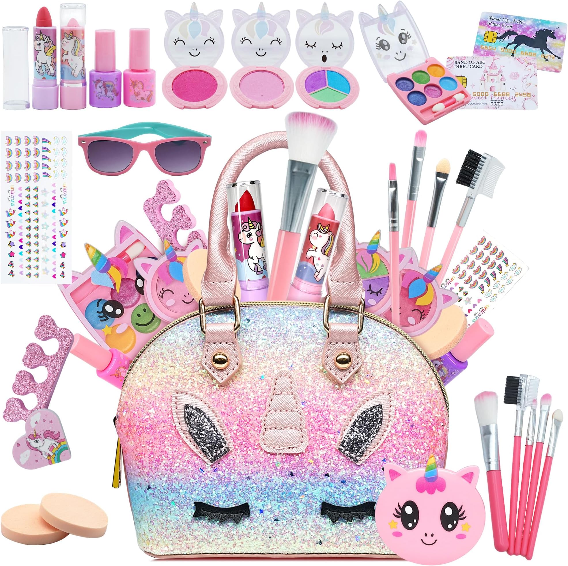 pretend makeup set Fake Make Up - Girls Makeup Set for Kids Girl Children Princess Play Makeup Game Christmas Birthday Gifts for 3-10 Years Old Girls Gift