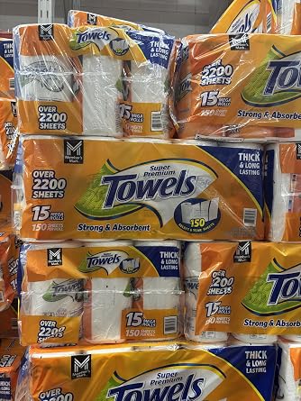Members Mark Super Premium Paper Towels 15 rolls, 150 sheets/roll 2 Pack